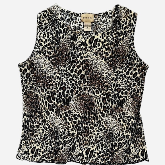 Choices casual accordion leopard print sleeveless top tank Medium brown black - Picture 5 of 11